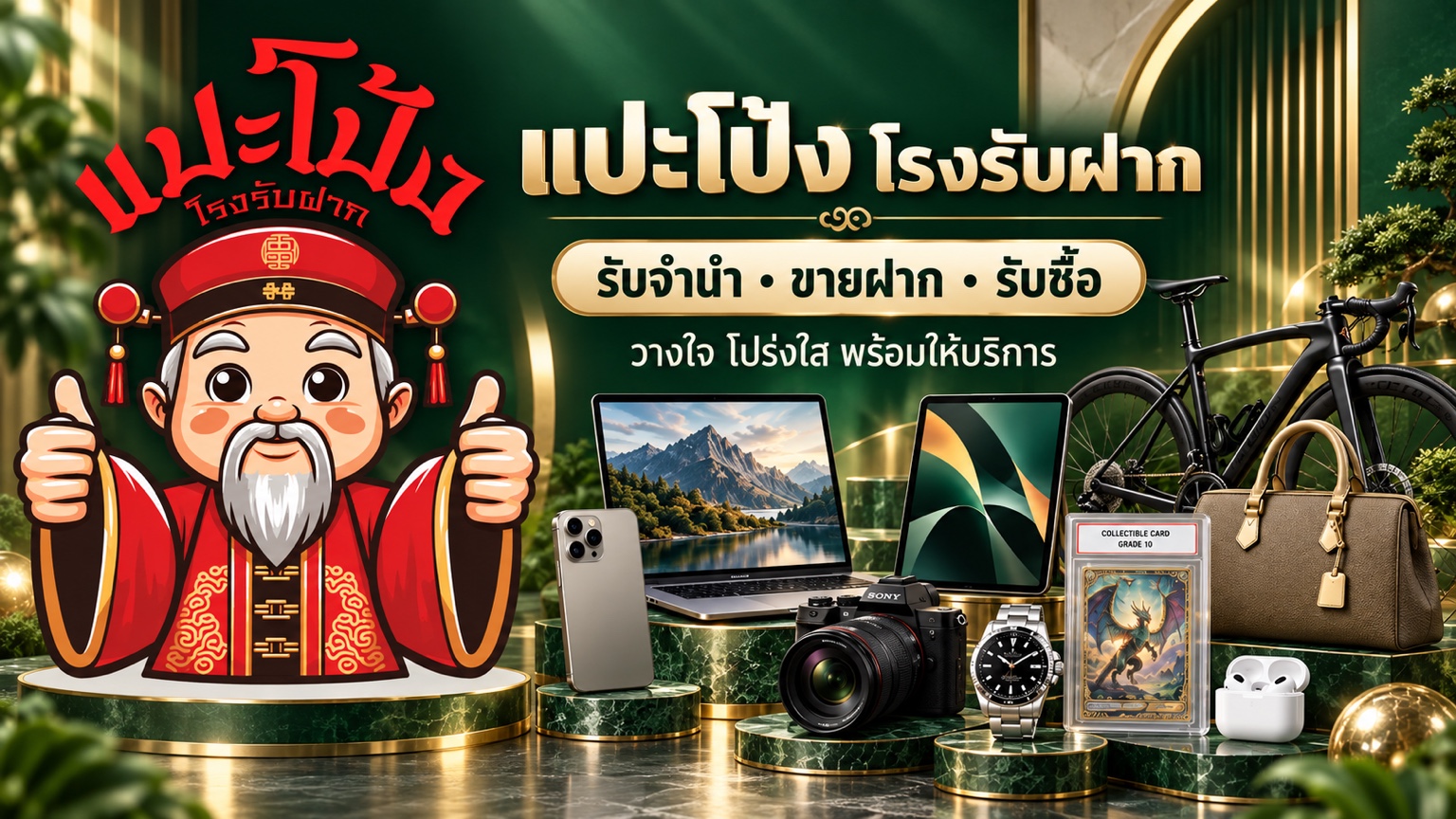 แปะโป้ง โรงรับฝาก รับจำนำ ขายฝาก รับซื้อสินค้าไอที แบรนด์เนม จักรยาน Hi-End และการ์ดเกรด