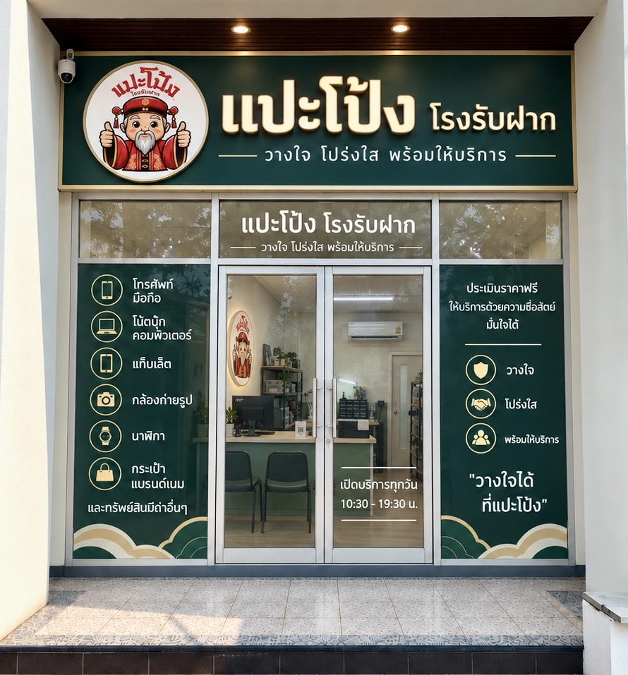 หน้าร้านแปะโป้ง โรงรับฝาก